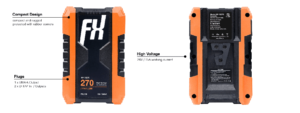 Fxlion - Batterie V-Mount 26V 270WH | Forte capacité de décharge