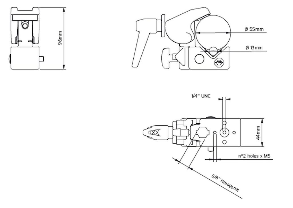 Avenger - Pince Super Clamp™, noire, pour tubes de Ø 13-55 mm